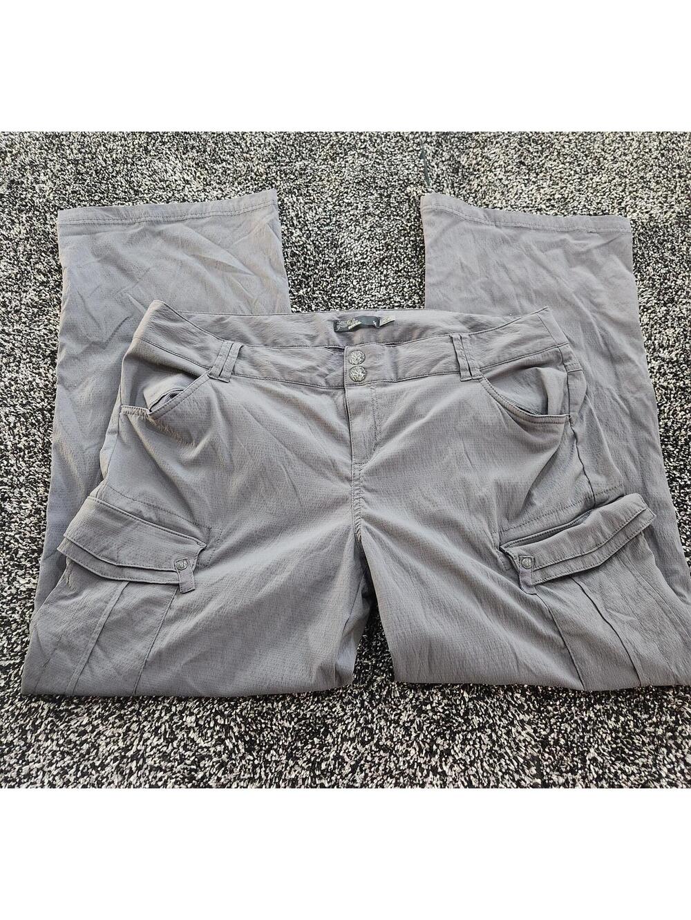 prAna Gray Convertible Cargo Pants Women's Size 14 wide leg